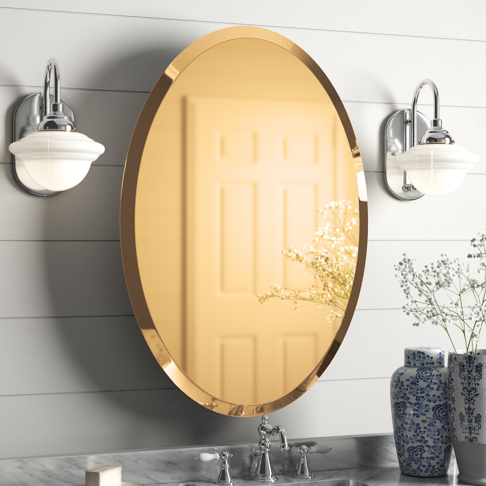 oval mirror recessed medicine cabinet