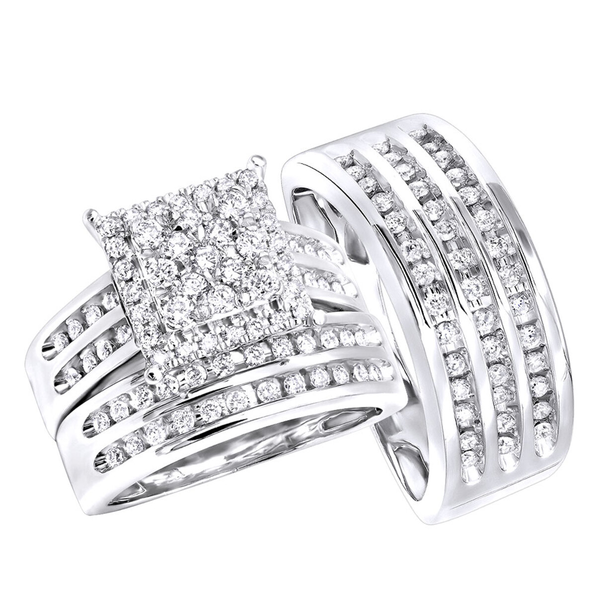 white gold trio wedding ring sets