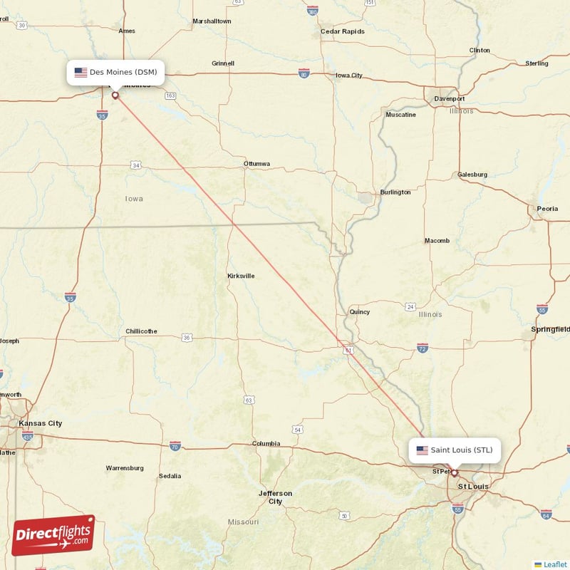 flights from des moines to st louis