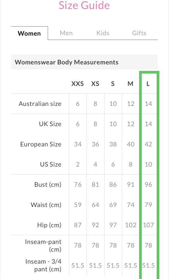 peter alexander size guide