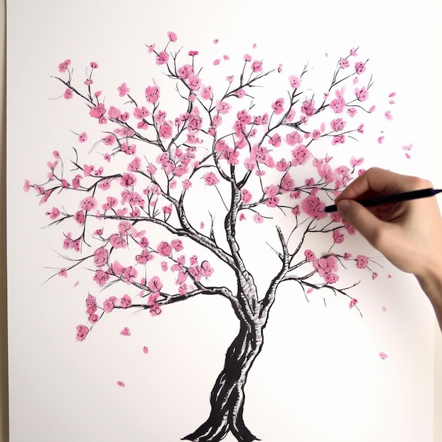 sakura tree sketch