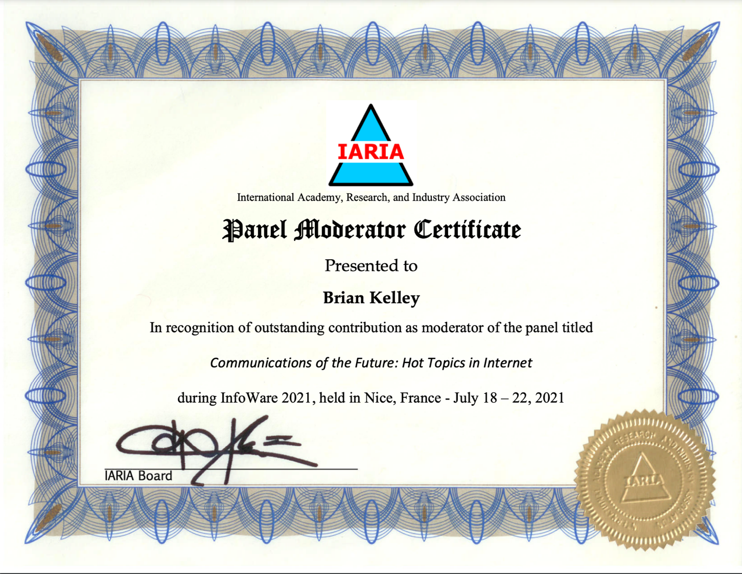 certificate of appreciation for moderator
