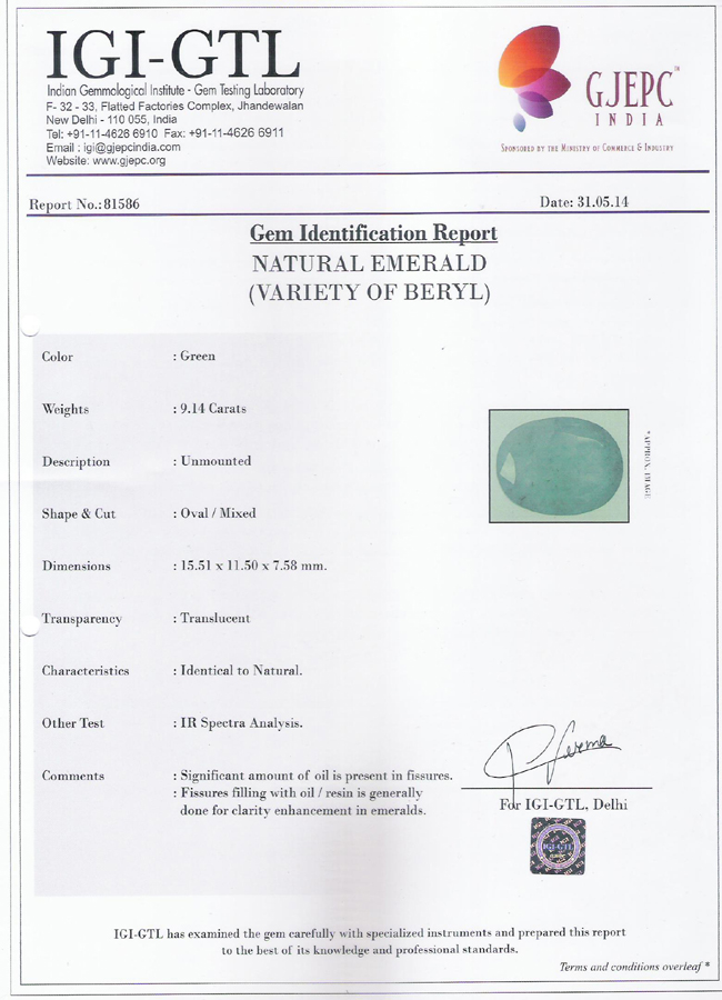certified emerald stone