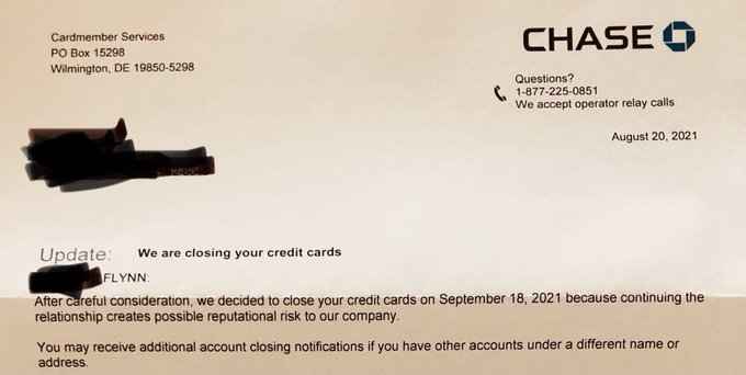 chase bank cancel card