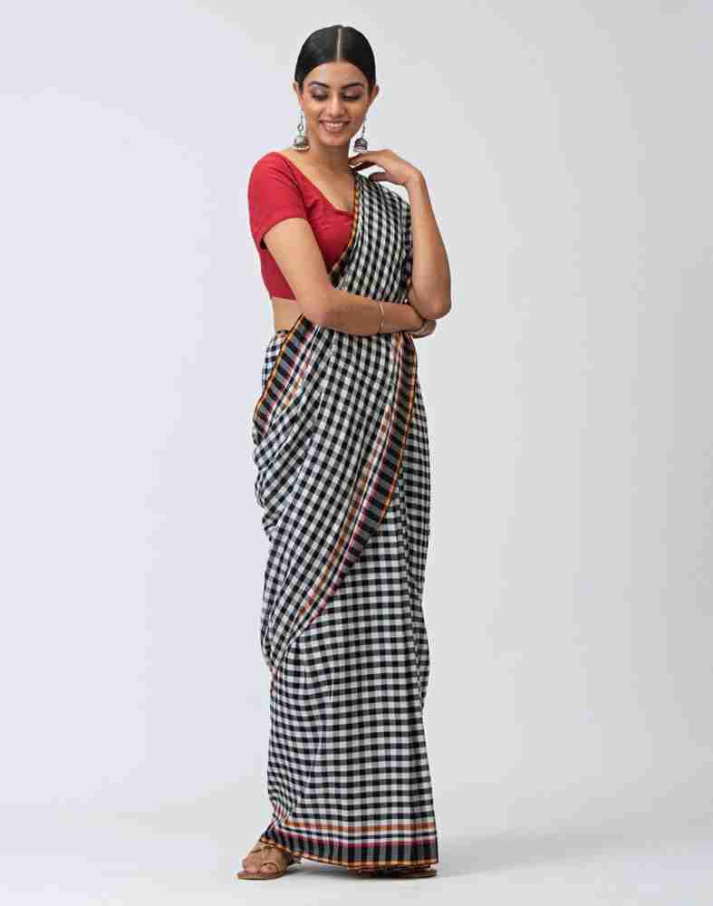 checked sarees online