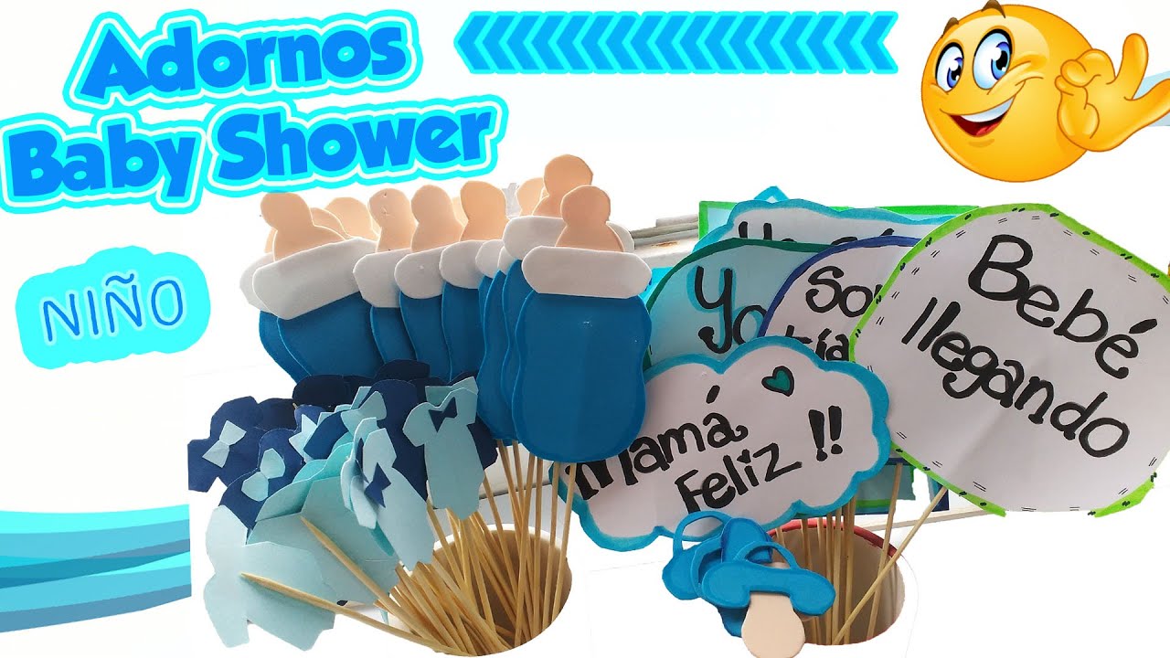 como hacer adornos para baby shower de niño