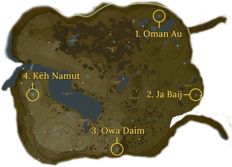 complete the four additional shrines on the great plateau