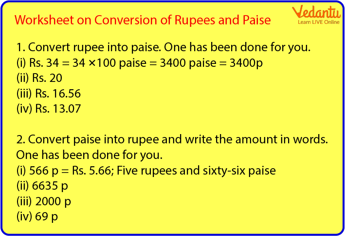convert into rupees and paise