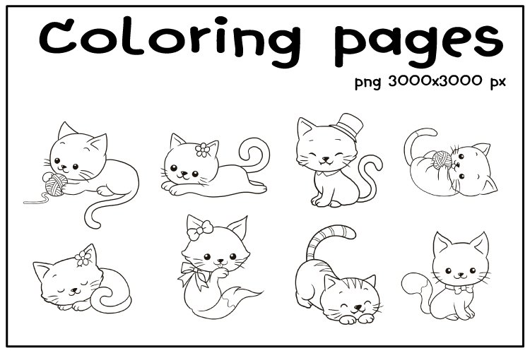 cute cartoon cat coloring pages