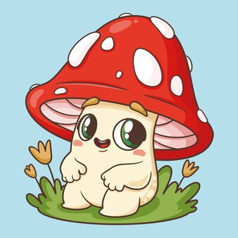 cute cartoon mushroom drawing
