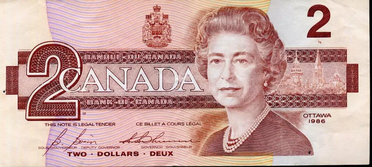 canadian $2 bill 1986 value