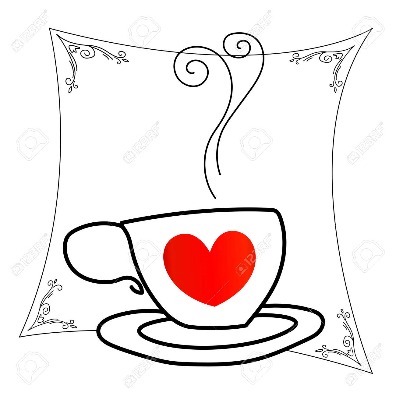 taza de cafe con corazon dibujo