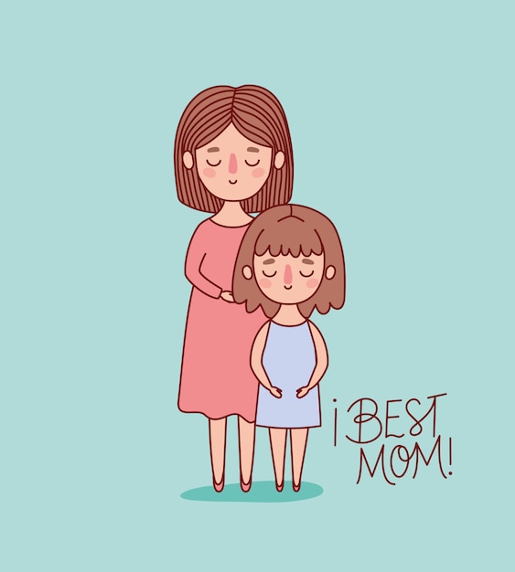 mamá e hija dibujo