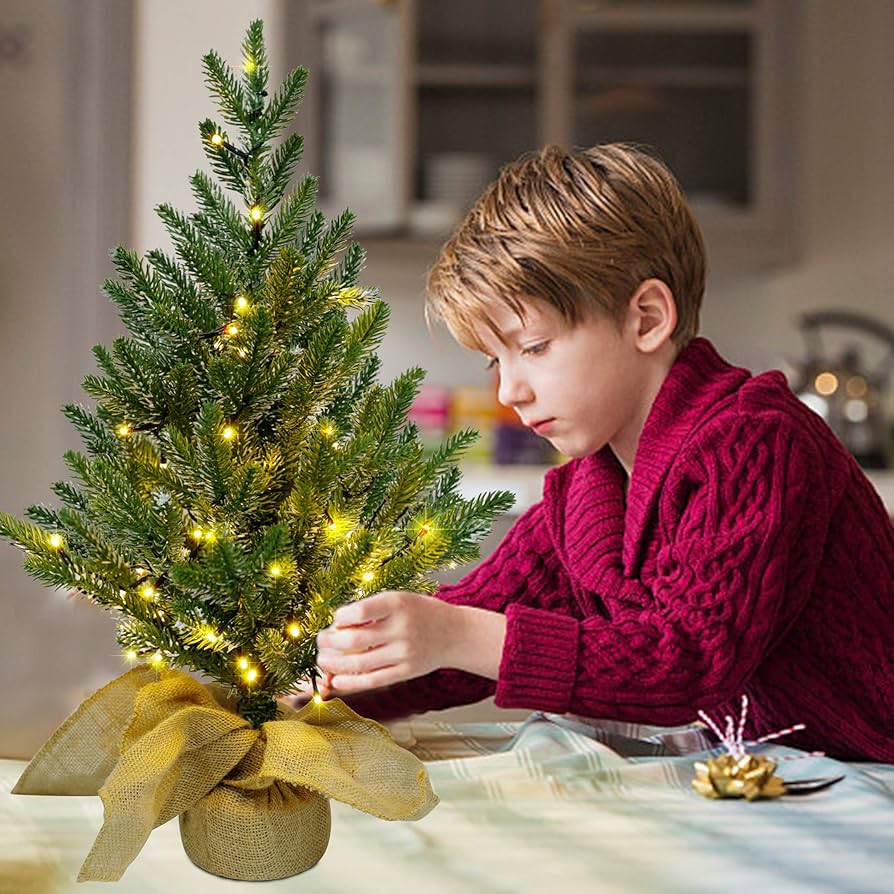 small lighted christmas trees