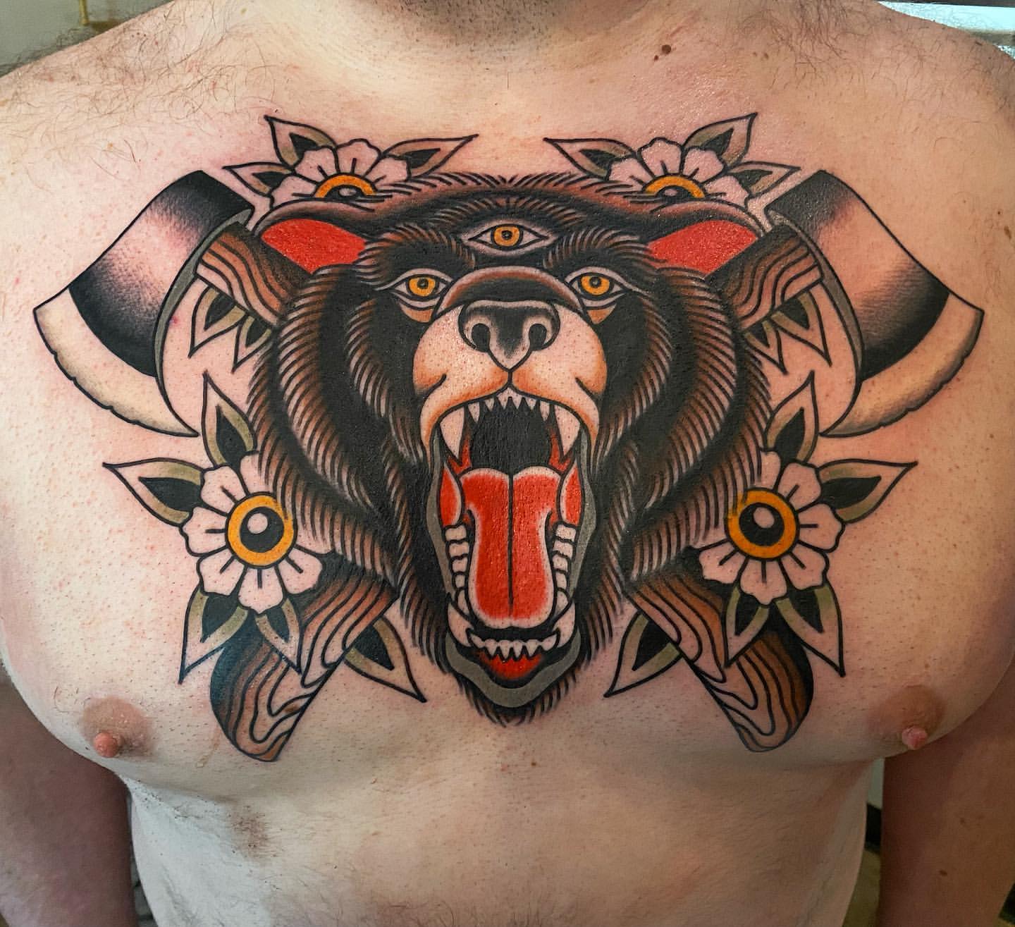 trad bear tattoo