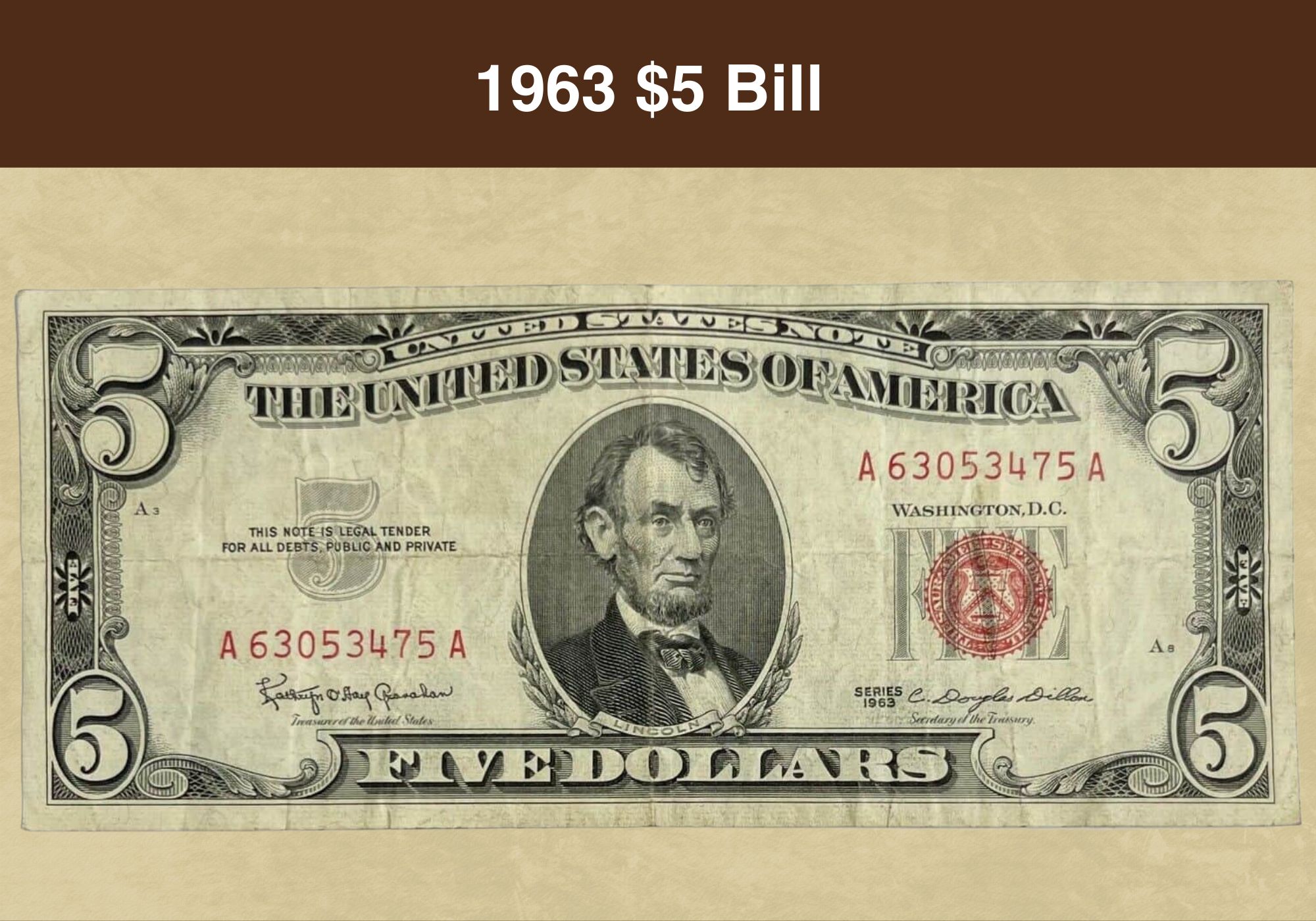 red five dollar bill