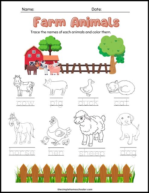 farm animals worksheet