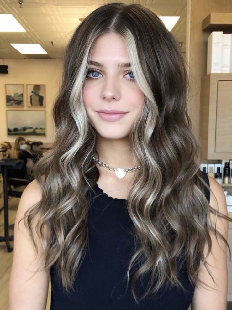 dark hair with blonde highlights