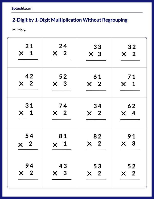 2-digit by 1-digit multiplication worksheets pdf