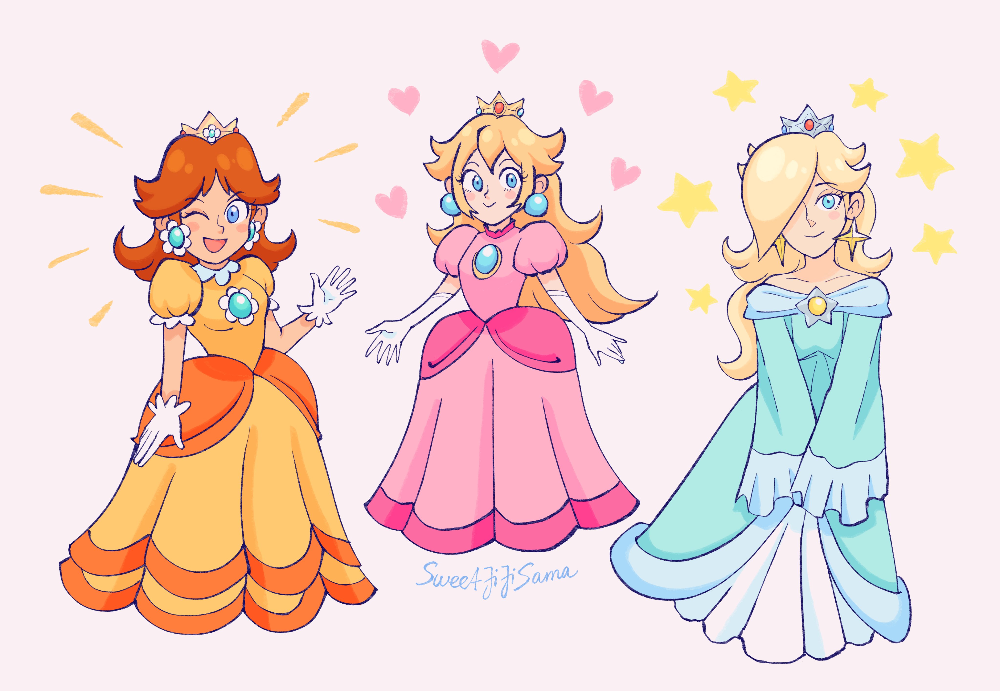 peach and daisy and rosalina