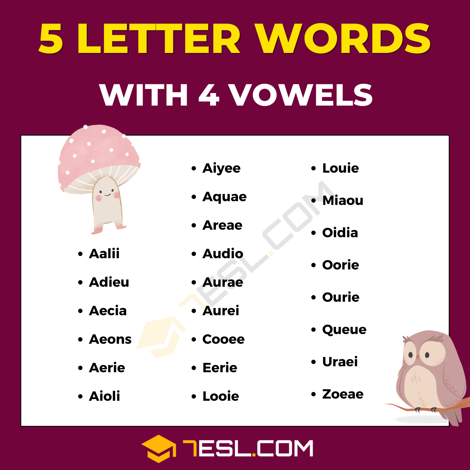 5 letter words with lots of vowels