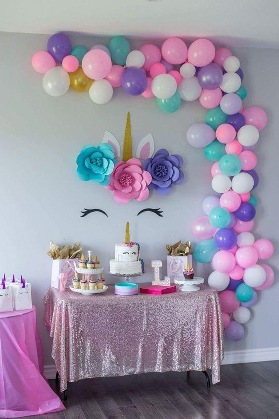 decoraciones de unicornio para fiesta de niña