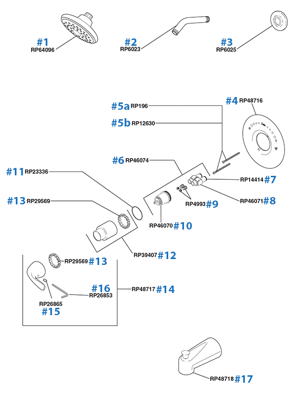 delta shower handle parts