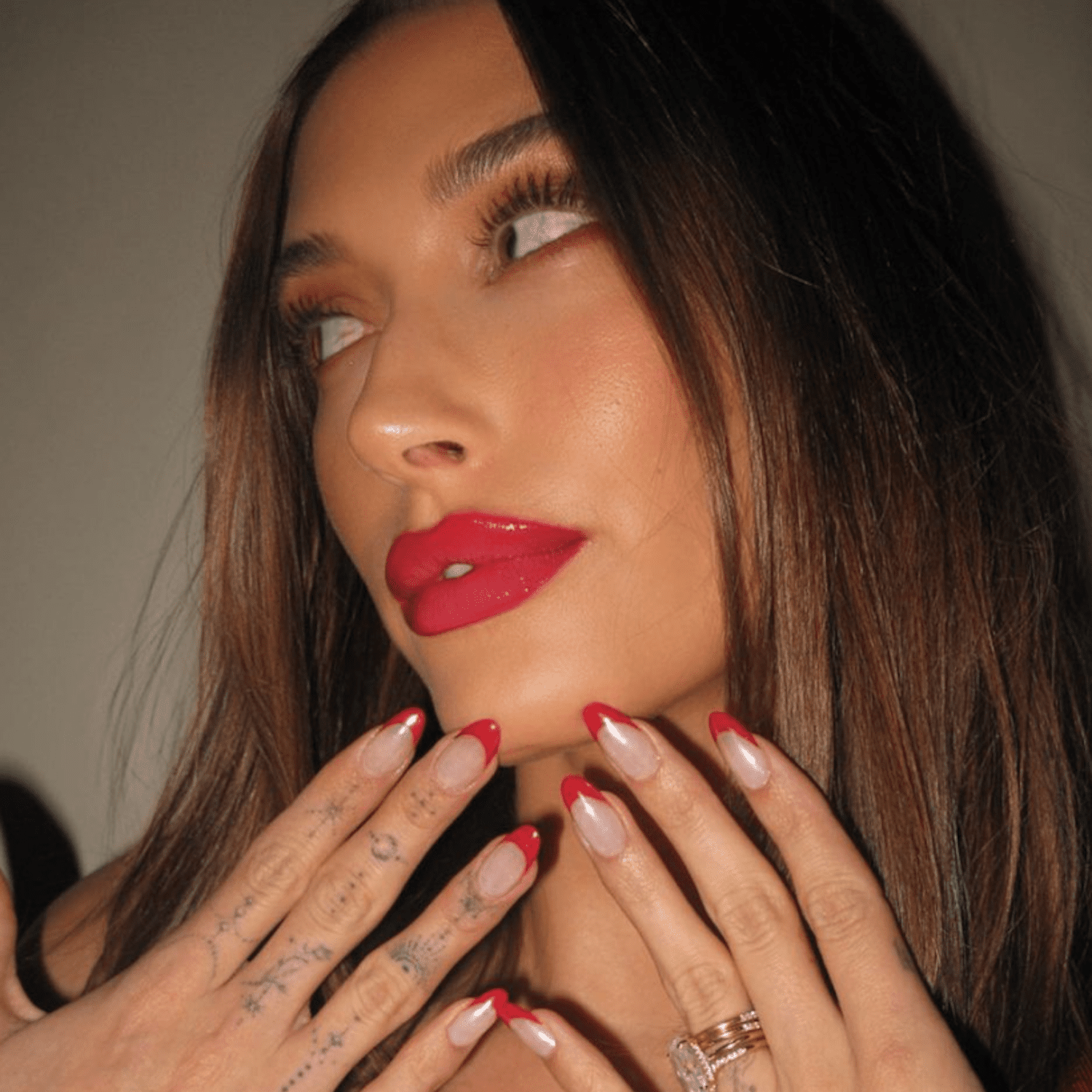 french nails red