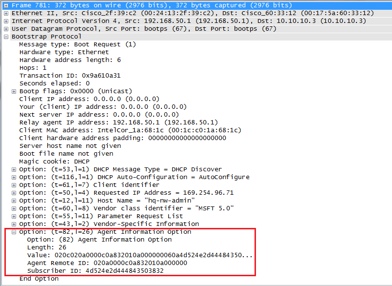 dhcp option 82