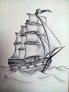 dibujos de barcos a lapiz