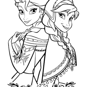 dibujos elsa y anna para colorear