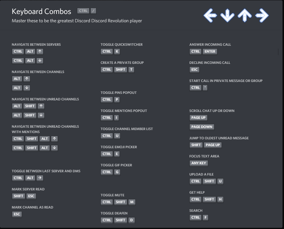 discord keyboard combos stuck on screen