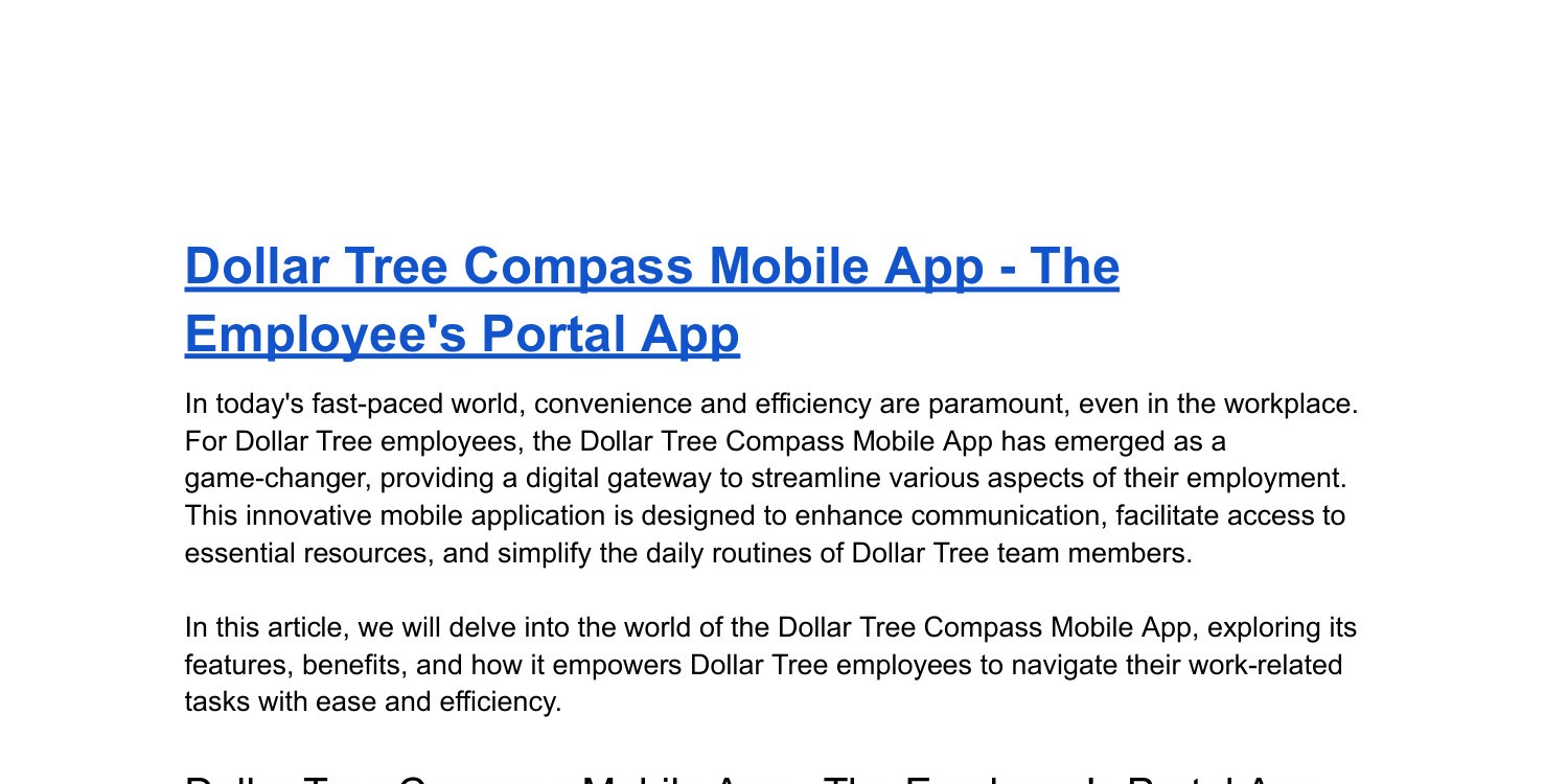 dollar tree compass mobile app