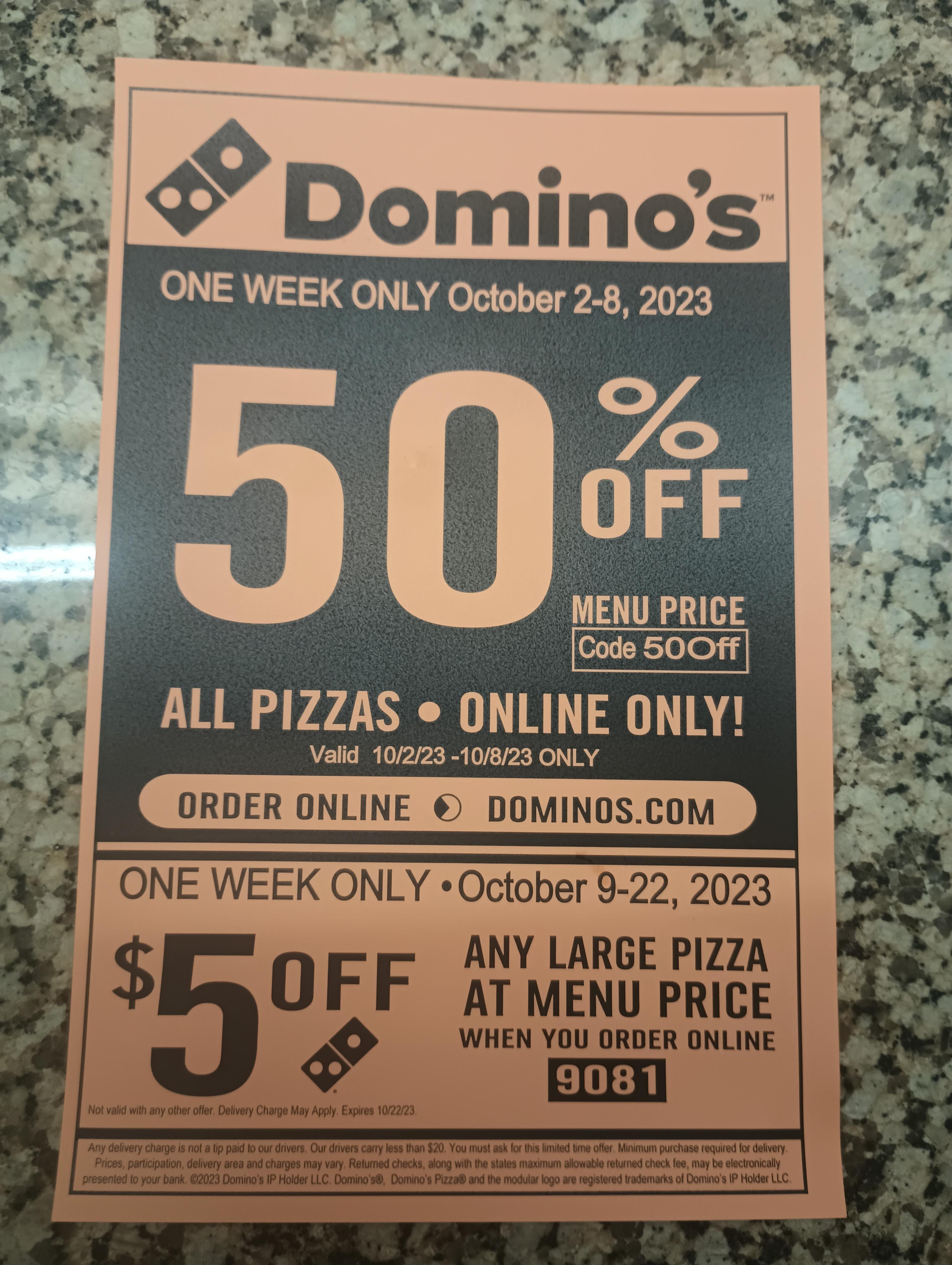 dominos pizzas vouchers