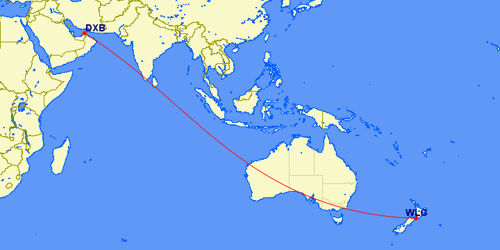 dubai to new zealand flight time