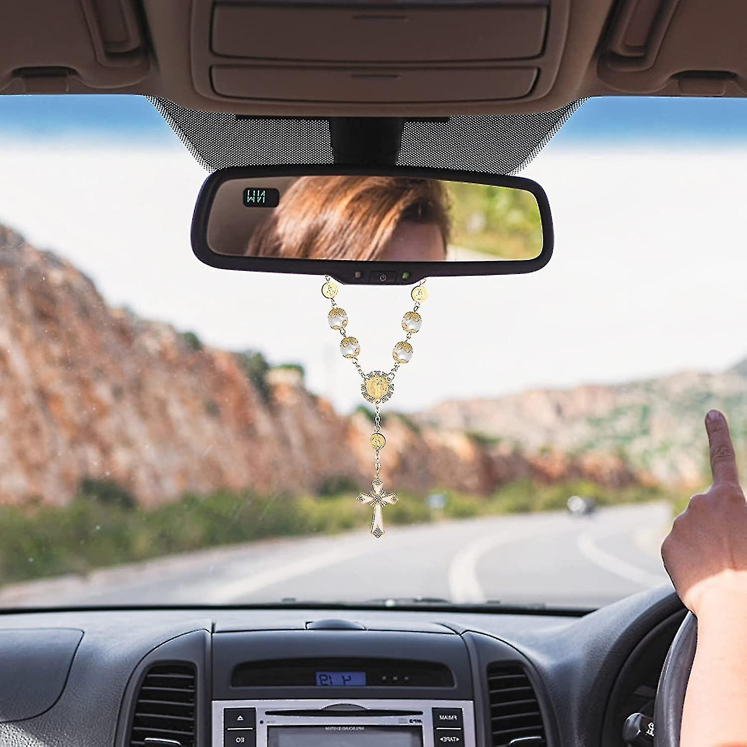 car rosary rear view mirror