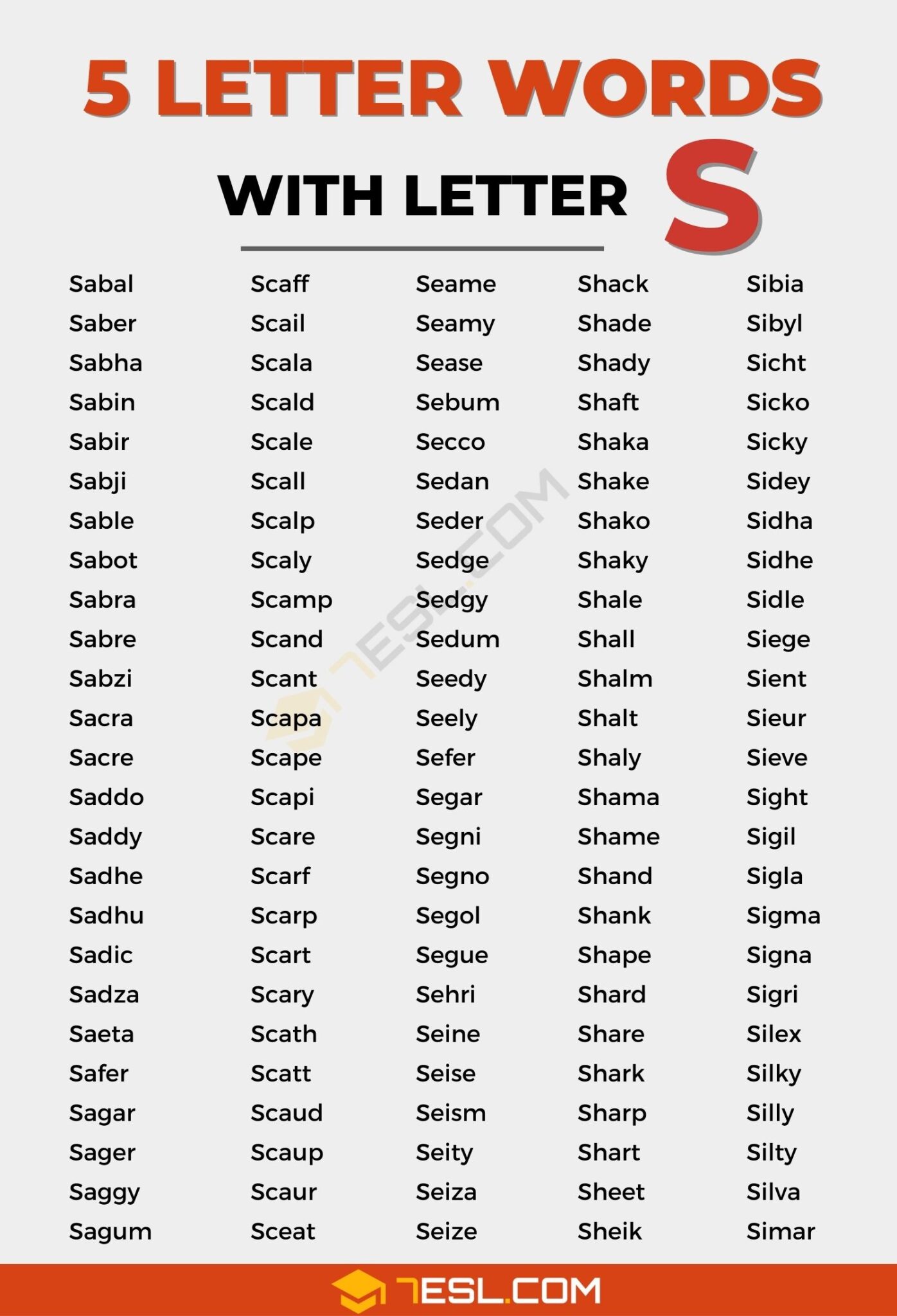 5 letter s words