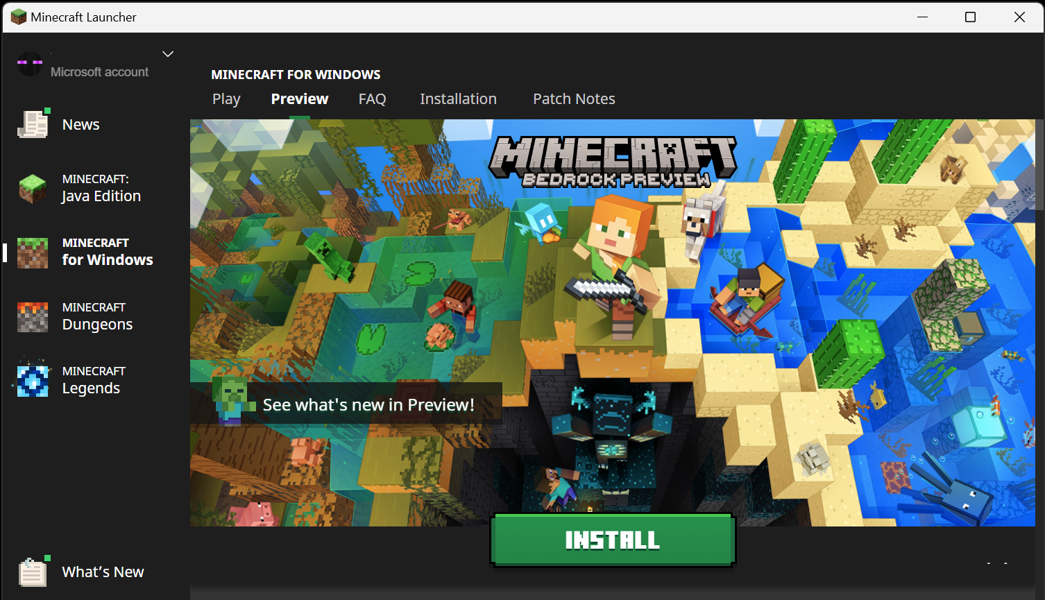 minecraft bedrock edition install