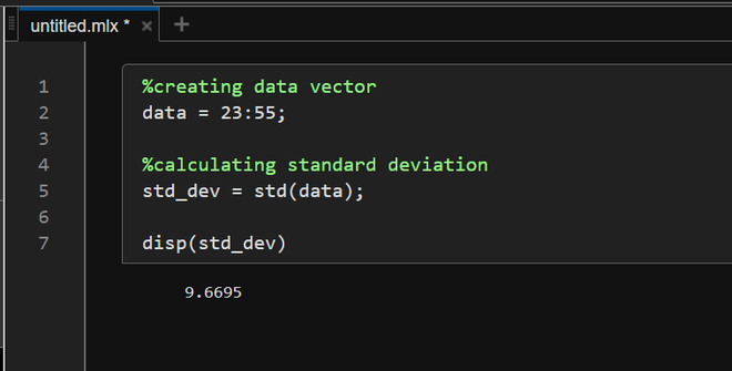 standard deviation matlab