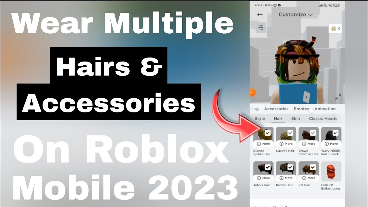 how to put on multiple hairs on roblox mobile