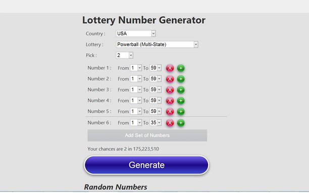 random lottery numbers generator