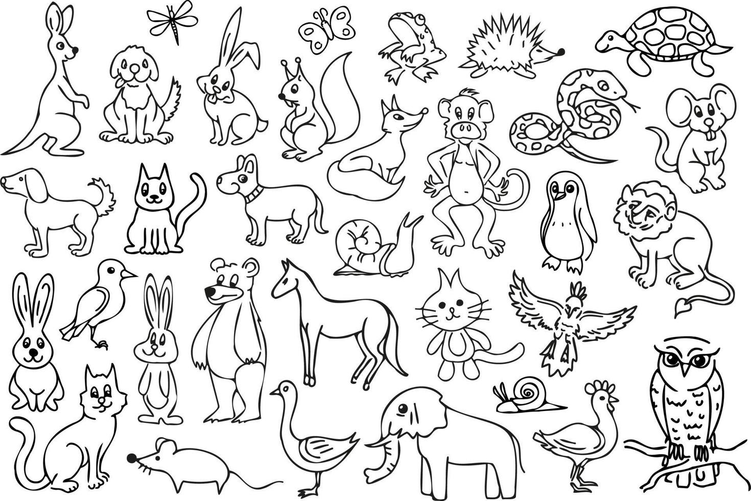 outline drawing of animals