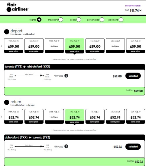 abbotsford to toronto flights