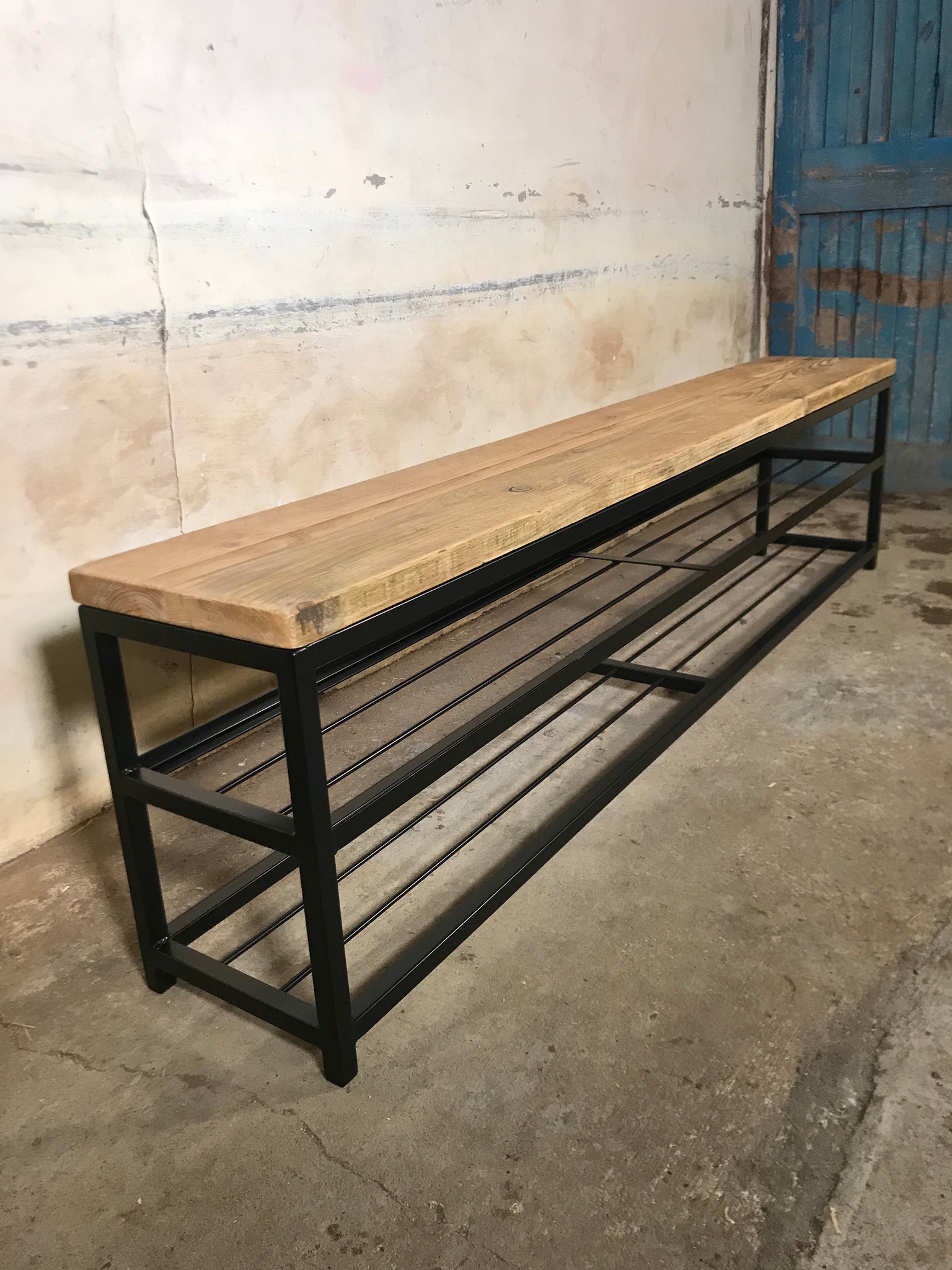 metal shoe storage bench