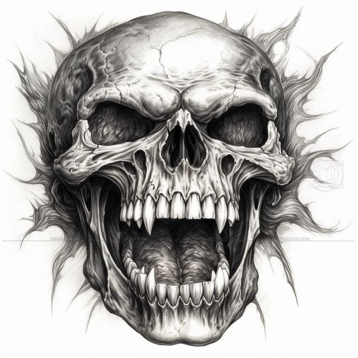 skull tattoo draw