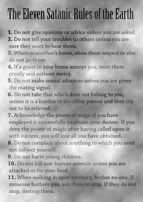 11 rules of satanism