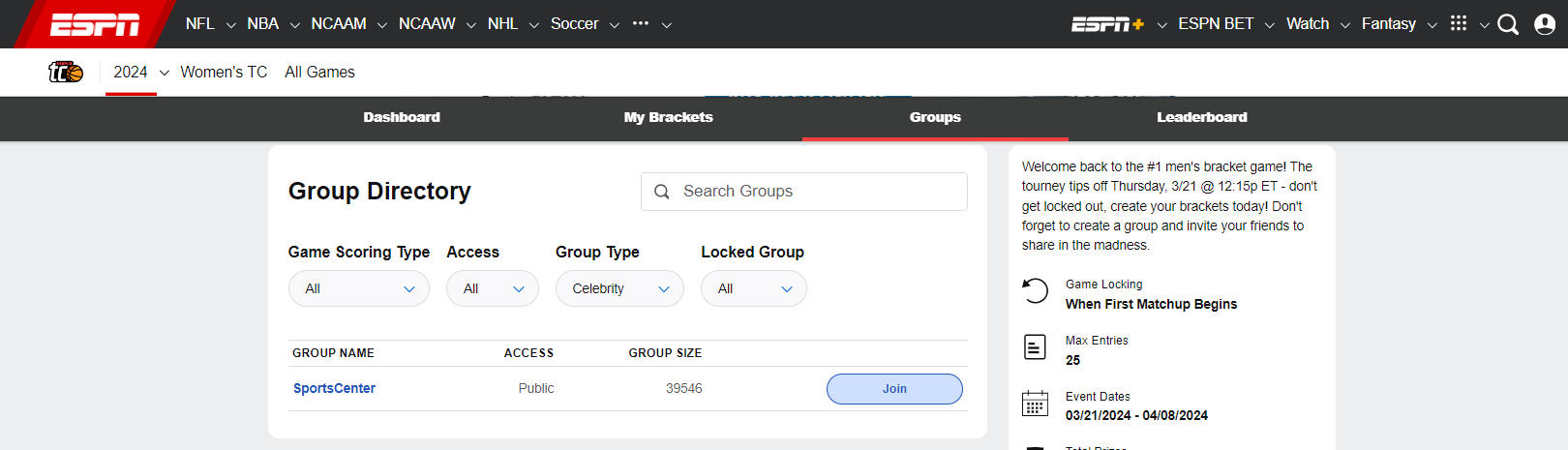 espn bracket groups