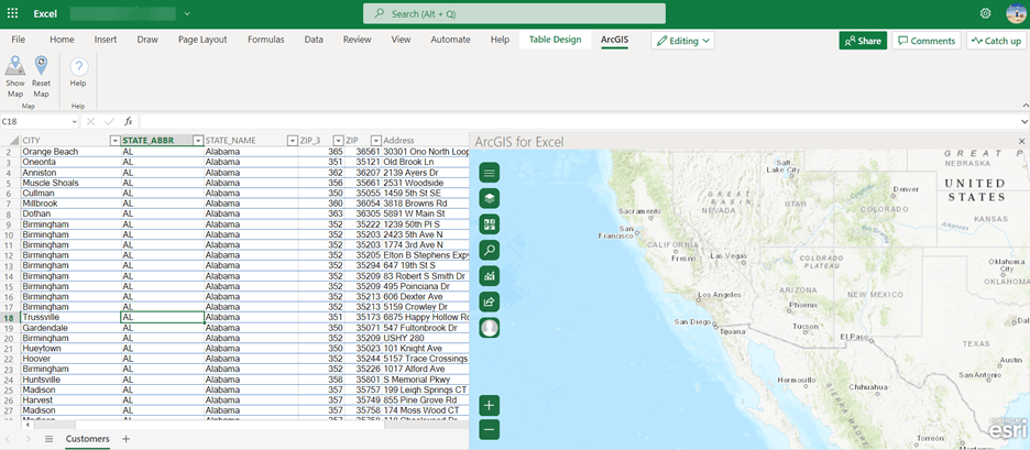 esri maps for excel