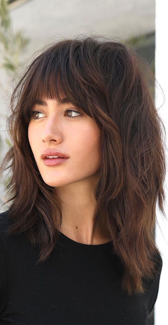 mid length hair with bangs and layers