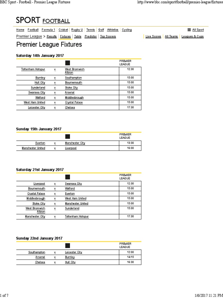 bbc sport soccer fixtures